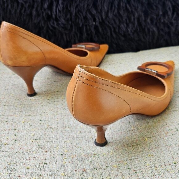 Vintage Salvatore Ferragamo Women Heel Sandal Shoe Leather Upper made Italy 4C - Picture 4 of 10